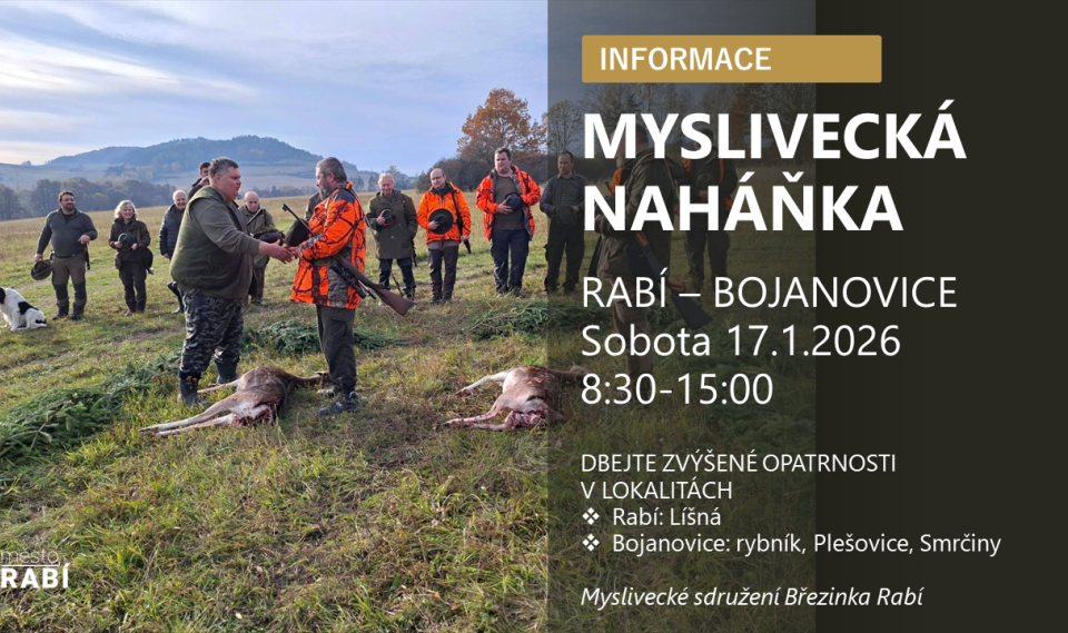 Aktualita Myslivecká naháňka v Rabí a Bojanovicích